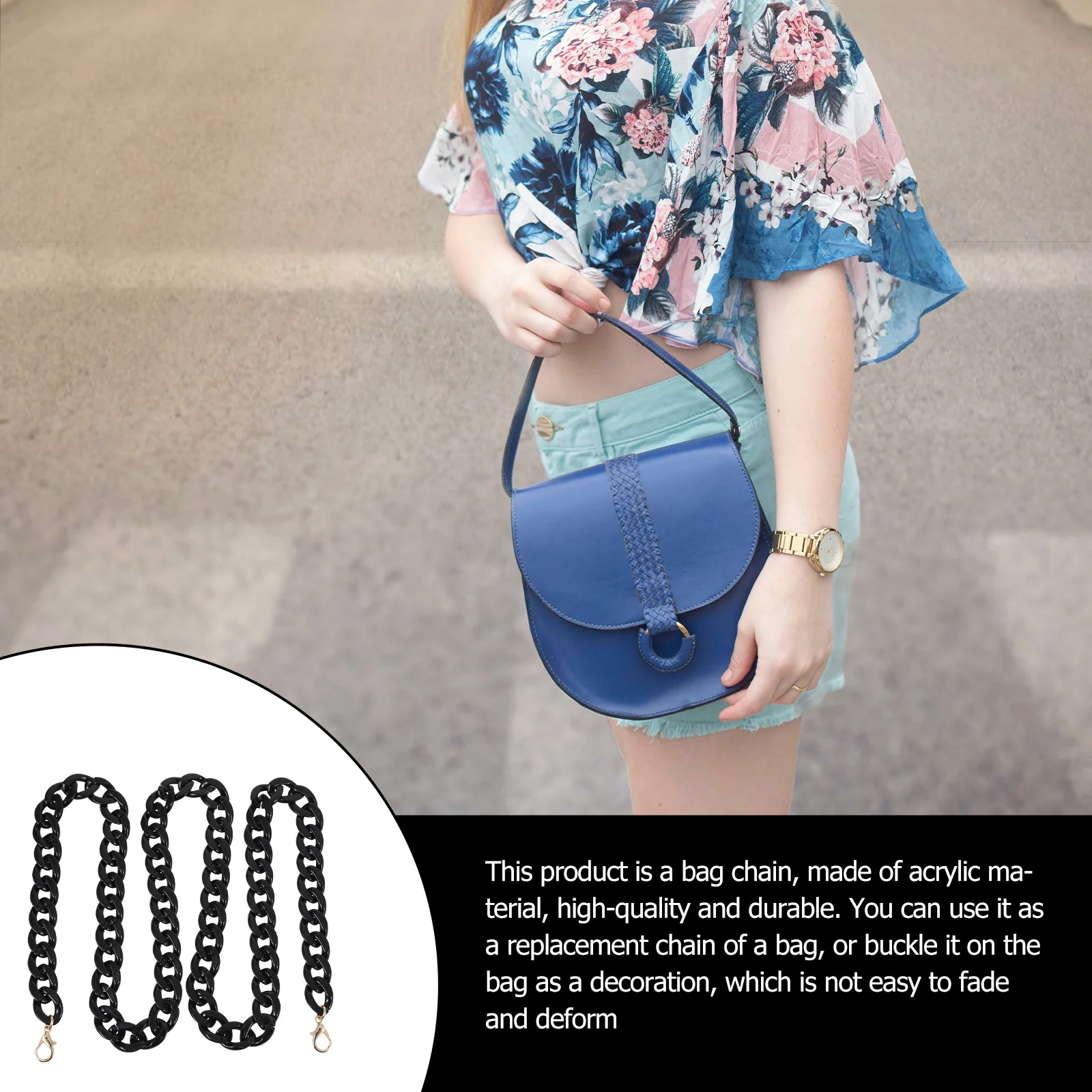 1Pcs Bag Decorative Chain Small Fishbone Design Acrylic Replacement Strap for Purse Handbag Detachable Functional Fashionable