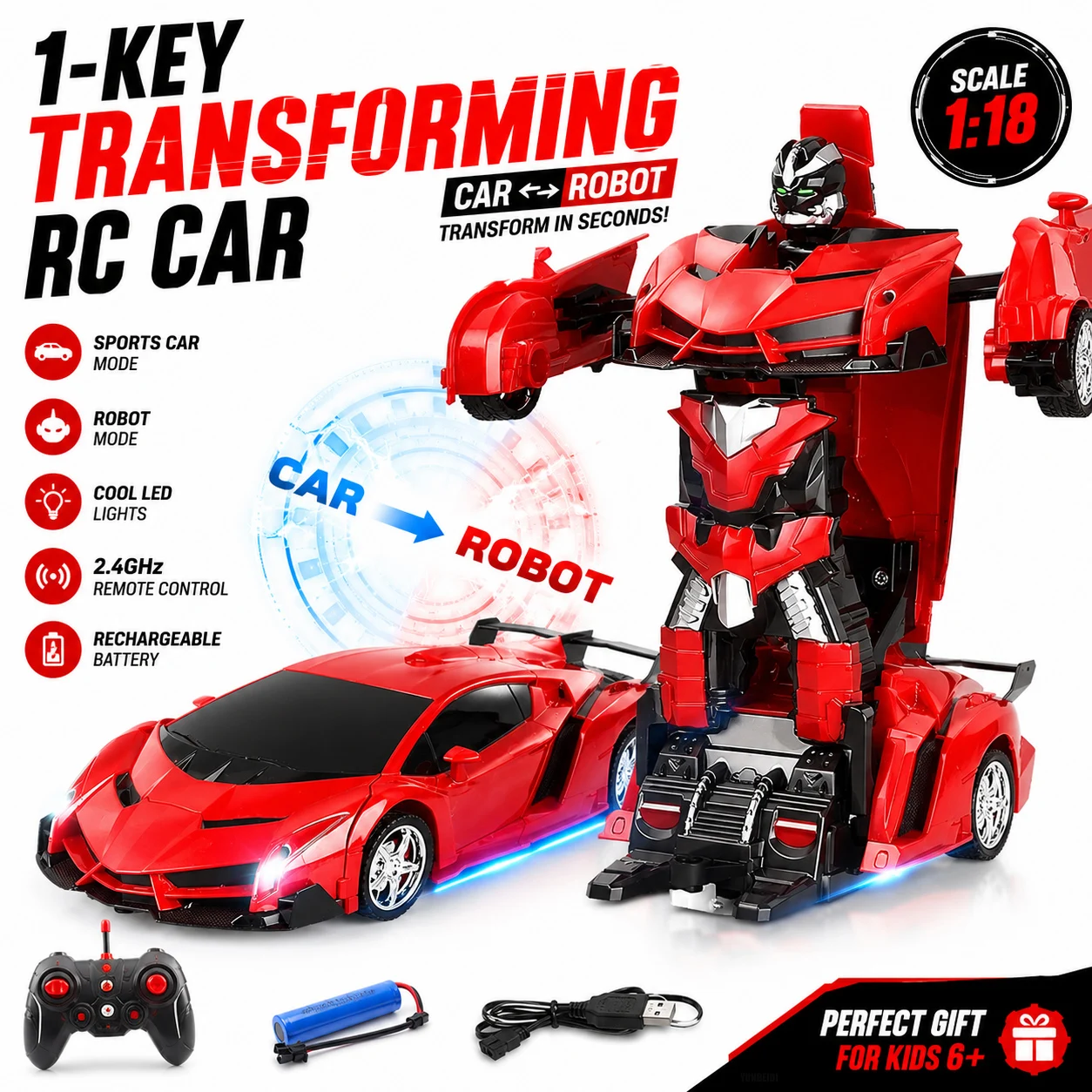 LED Transforming Robot Car — image 4