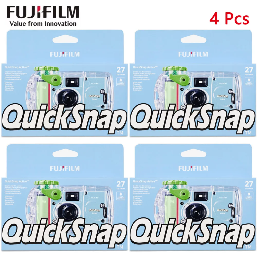 1-4 PCS New Fujifilm QuickSnap Active Waterproof Sports Film Machine Disposable Film Camera 27 Photo Exposures Retro Film Camera