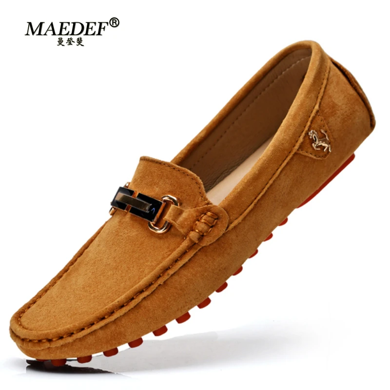 MAEDEF Suede Leather Man Loafers Luxury 2024 Spring Casual Shoes for Men Boat Shoe Handmade Driving Shoes Male Moccasins Zapatos