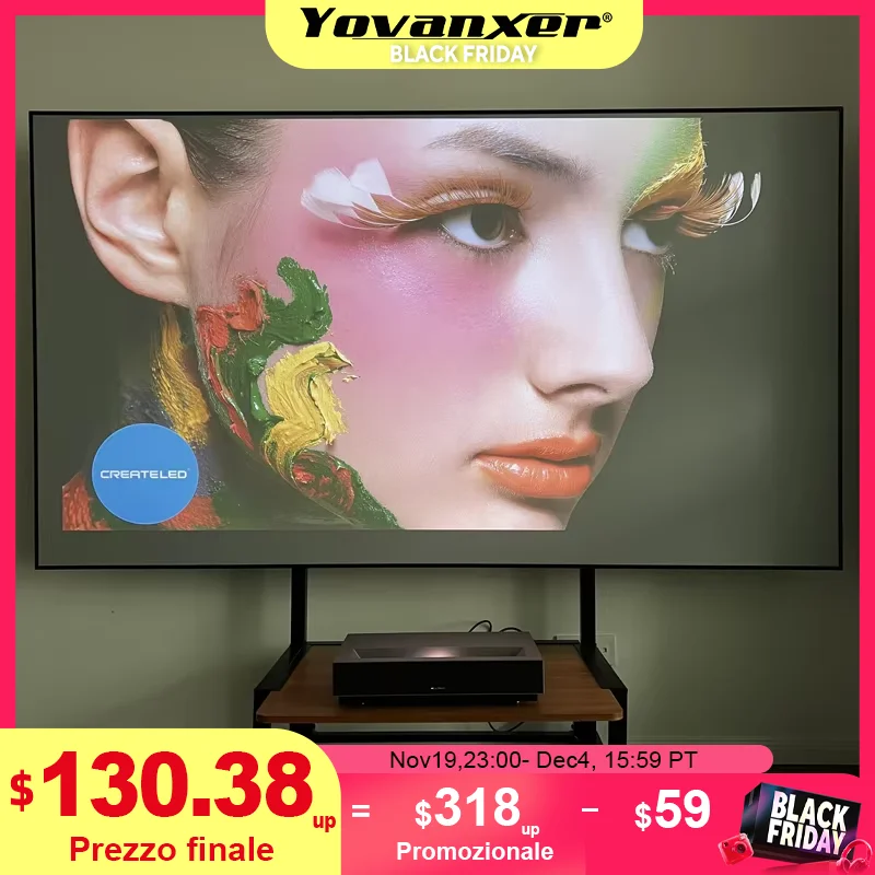 

2025 Грей Алмазный проекционный экран, ткань, макс. 200 дюймов для 3D 4K UST, ультракороткофокусный лазерный проектор, хороший контраст, без рамки