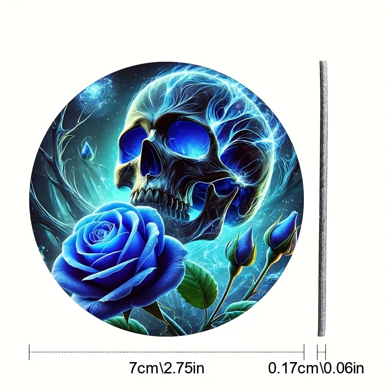 A Gift Suitable For All Four Seasons. 2 Beautiful Skull Car Cup Holder Coasters - Waterproof, Easy To Carry