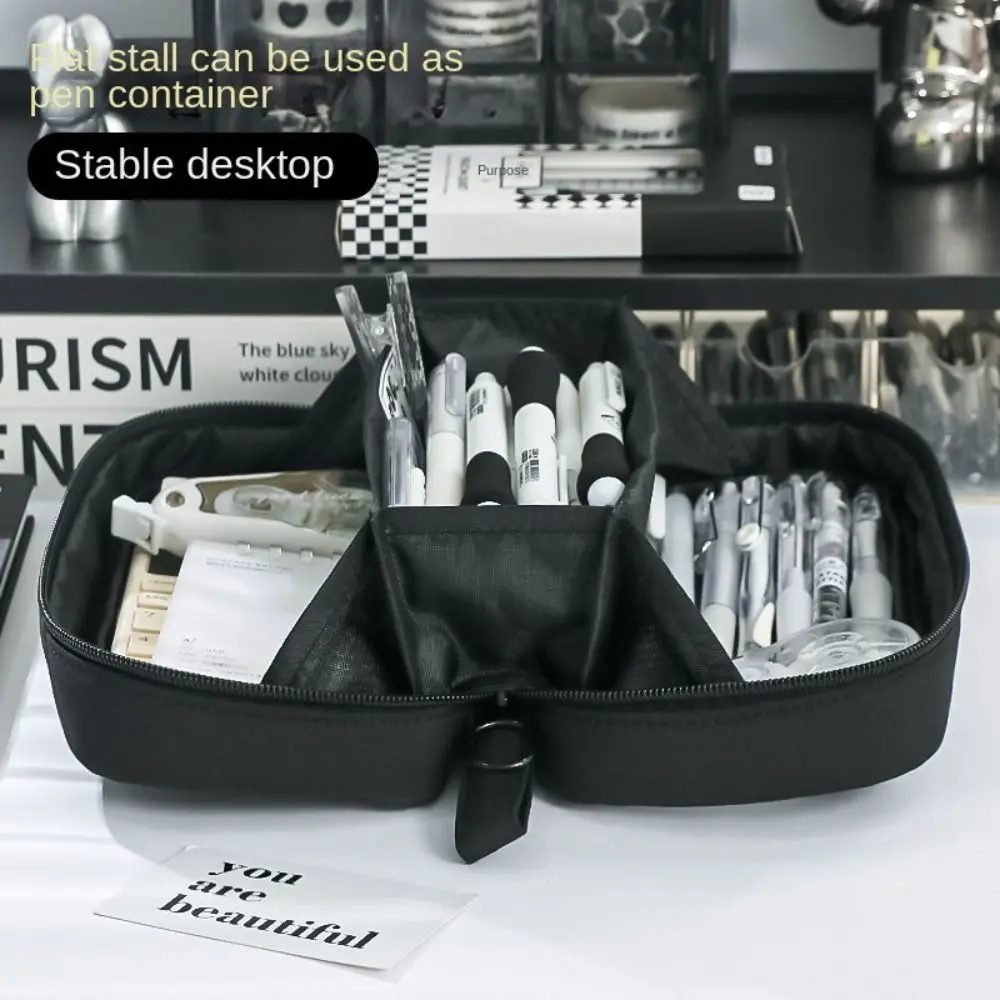 

Flat Open Pencil Cases Transparent Large-capacity Stationery Bag Multi Pocket Multi-Functional Pen Pouch School Supplies