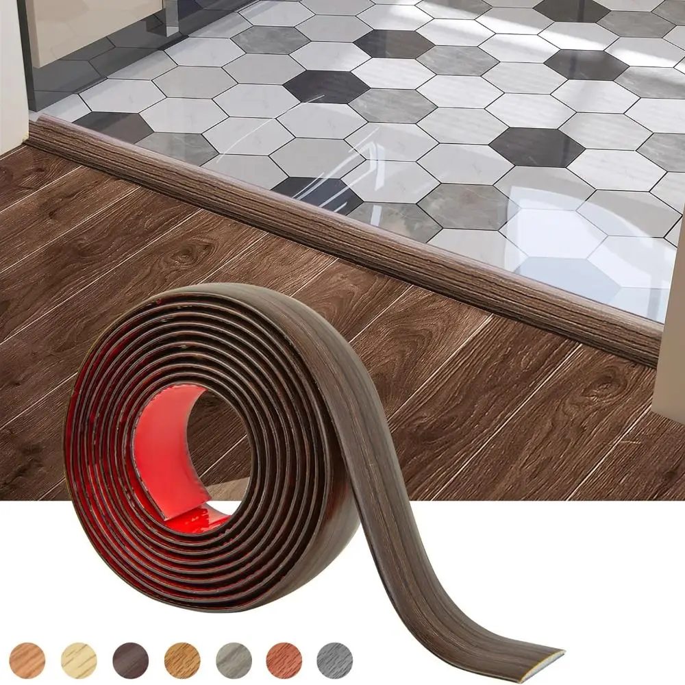 Wood Grain Floor Transition Strip PVC Self Adhesive Wear-resistant Threshold Cover Edging Trim Strip Floor Divider Joining Strip