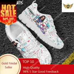 Cute Cartoon Nurse Shoes Paramedic Nursing Shoe For Women Female Running Sneakers Light Mesh Flats Girls Footwear