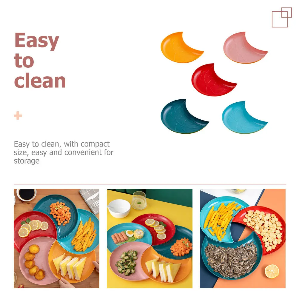 

5Pcs Plastic Food Plate Easy to Clean and Maintain Suitable for Families and Commercial Use Fruit Displaying Plate