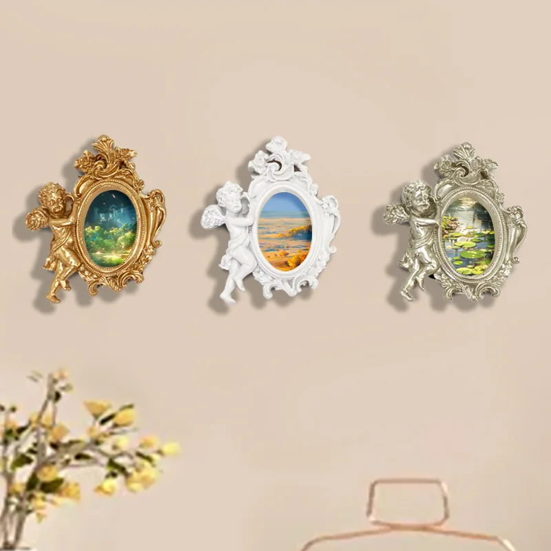 Mini Relief Photo Frame, Victorian-style Cute Angel Resin Decorative Wall Decoration Background For Taking Photos And Posing