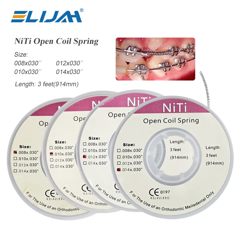 ELIJAH Dental NiTi Kieferorthopädische Feder Kieferorthopädische Offene Schraubenfeder Kieferorthopädische Materialien 0,008 0,010 0,012 0,014 Zahnmedizinische Werkzeuge