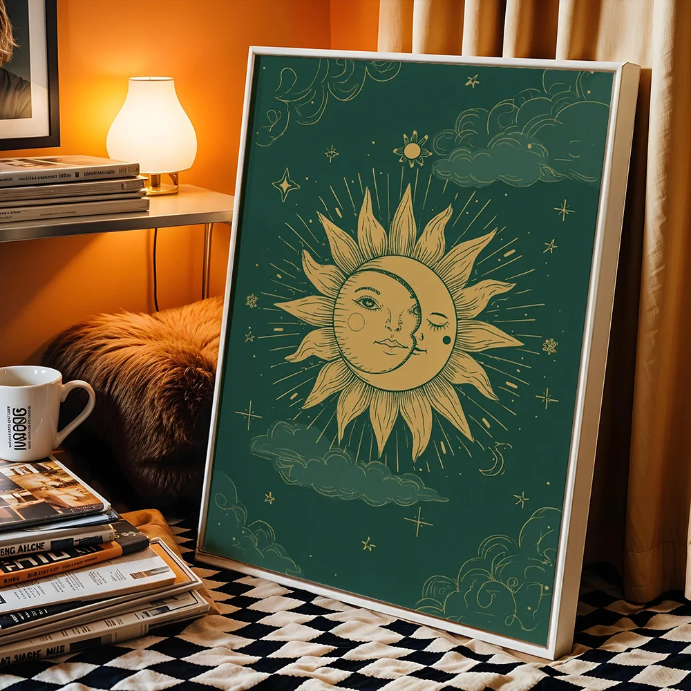 Minimalist Lunar Solar Phase Print Painting Suitable Bedroom Living Room Home Decoration Modern Canvas Poster Painting.