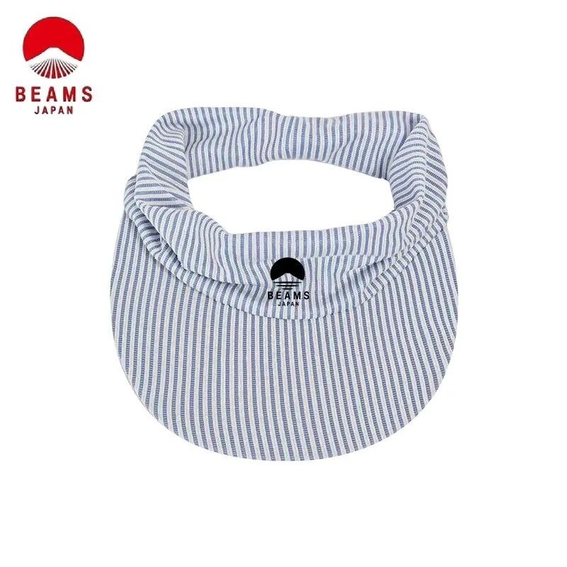 BEAMS Large Head Circumference Striped Visor Hat, Wide Brim Sun Protection Cap Outdoor Cycling Unisex Summer Casual Headwear