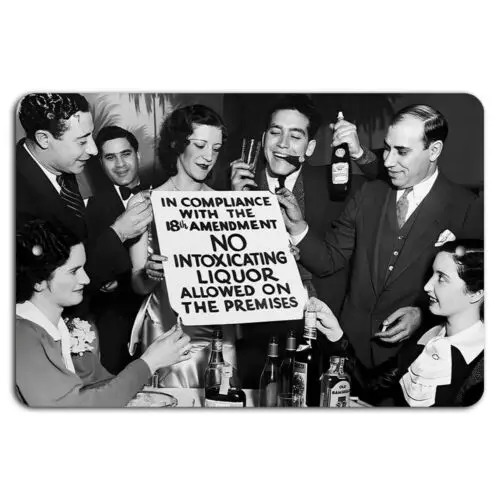 Prohibition Compliance 18th Amendment No Liquor Allowed Speakeasy Bar Sign-Aluminum
