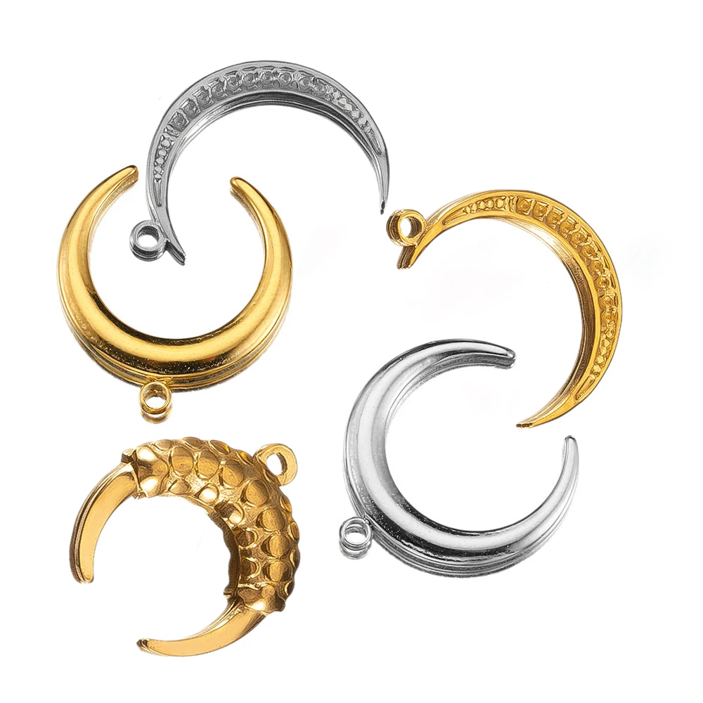 

5pcs Stainless Steel Charms Gold Plated 20mm Crescent Moon Pendant for Jewelry Making DIY Necklace Bracelet Accessories Material