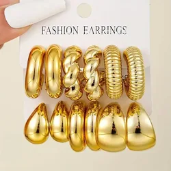 12 Unique and Simple Twisted Metal C-shaped Women's Earring Set, Retro Elegant, Hypoallergenic Earring Jewelry Gift