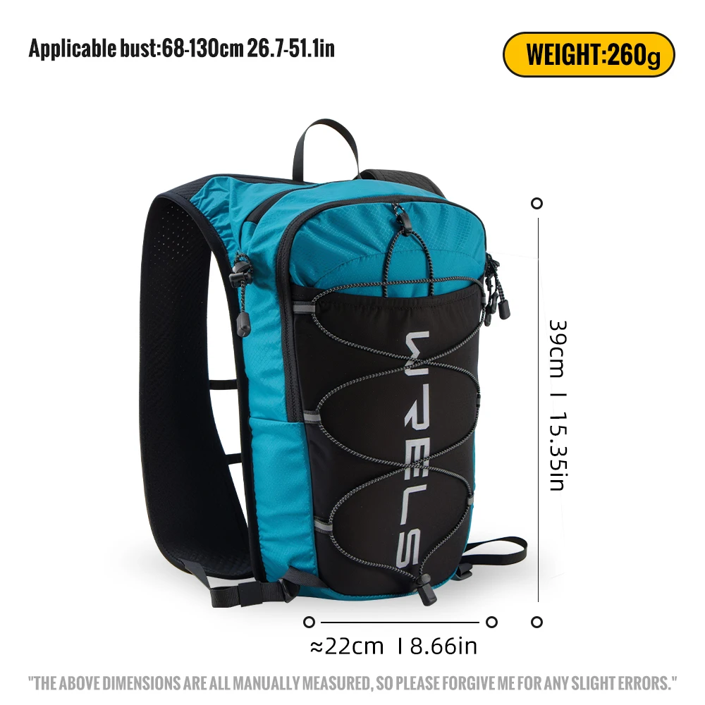 WRELS 8L Running Hydration Vest Backpack Trail Racing Marathon Hiking Fitness Bag Ultralight Backpack Hydration Vest Pack