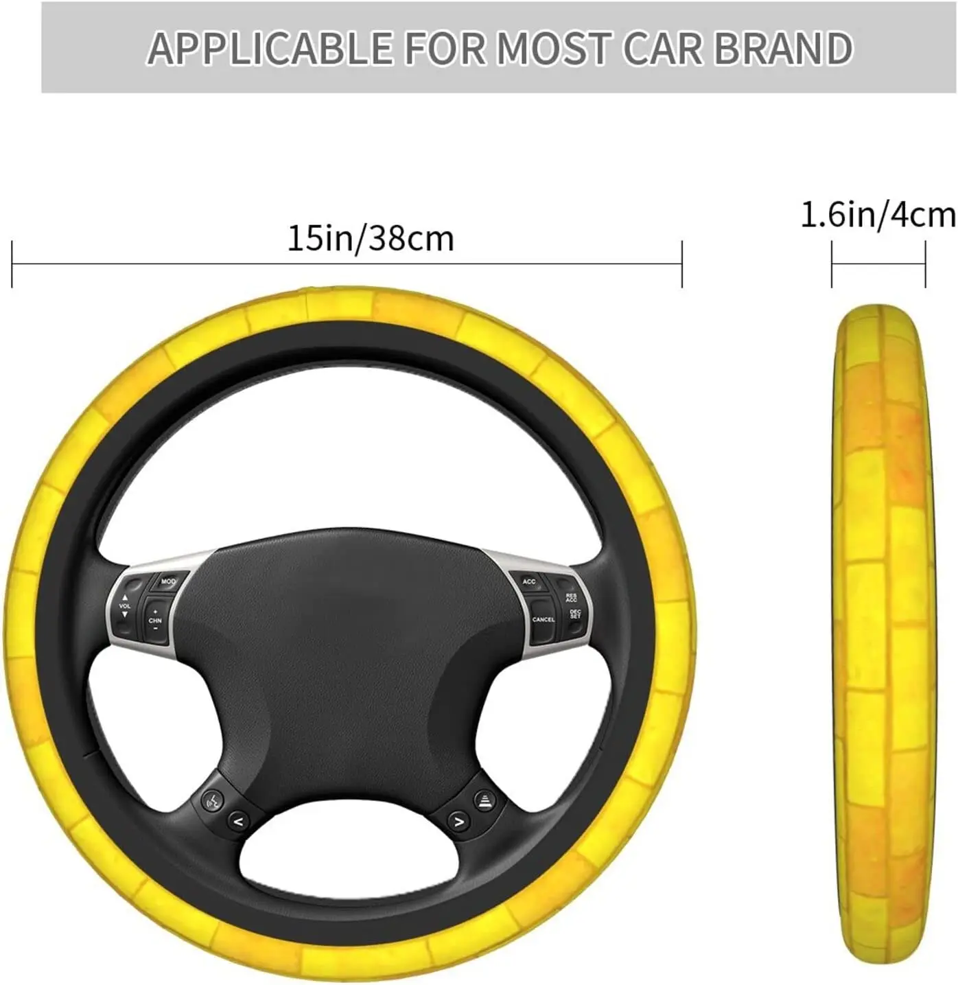 The Yellow Brick Road Car Steering Wheel Cover for Women Girls Men Universal 15 Inch Anti Slip Breathable Neoprene