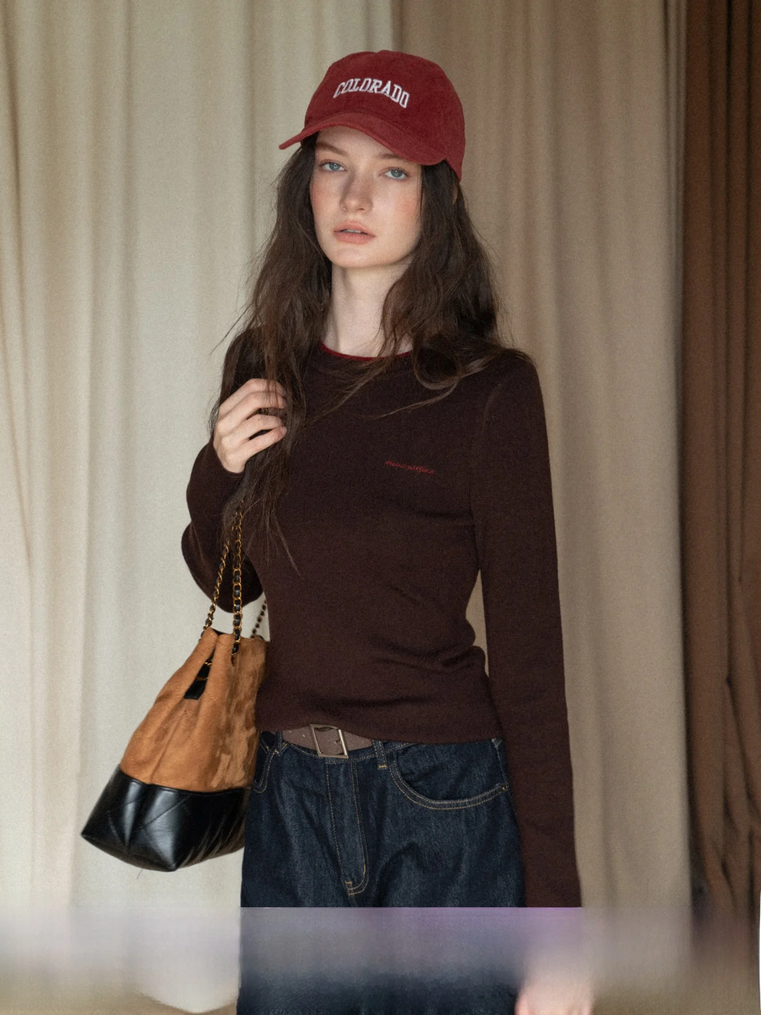 

Slim Fit Short Knitwear round Neck Letter Print Long Sleeve Inner Wear Casual Commute Style Comfortable Soft Acrylic Wool Blend