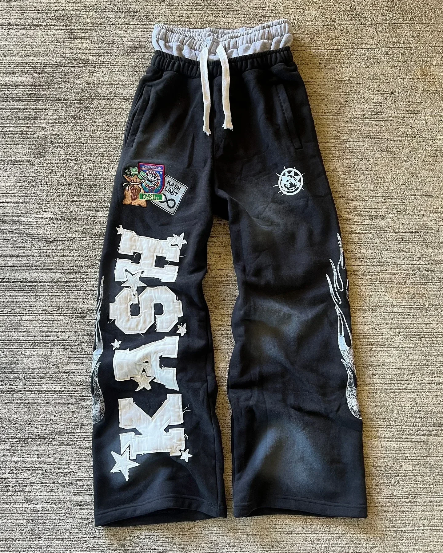Retro Double Layer Letter Patch Y2K Baggy Sweatpants for Men American Hip Hop Gothic Elastic Waist Casual Street Jogging Pants