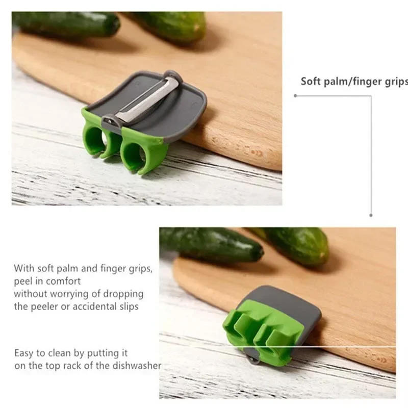 Vegetable Peeler Palm Peeler Potato Fruit Peeler Handheld Finger Grip Peeling Tool Stainless Steel Kitchen Gadget
