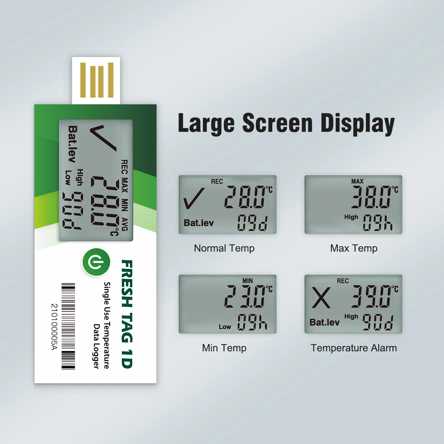 Registratore dati di temperatura Freshliance da 3 pezzi Registratore dati automatico USB Registratore dati di temperatura