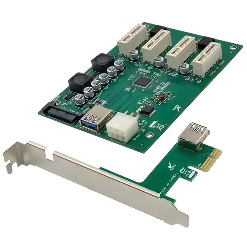 Efficient Pcie 1 To 4 PCI-Express 1X Slots Riser Card Mini ITX External 4 PCI-E Slot Adapter Pcie Port Multipler Card Asm1184e C