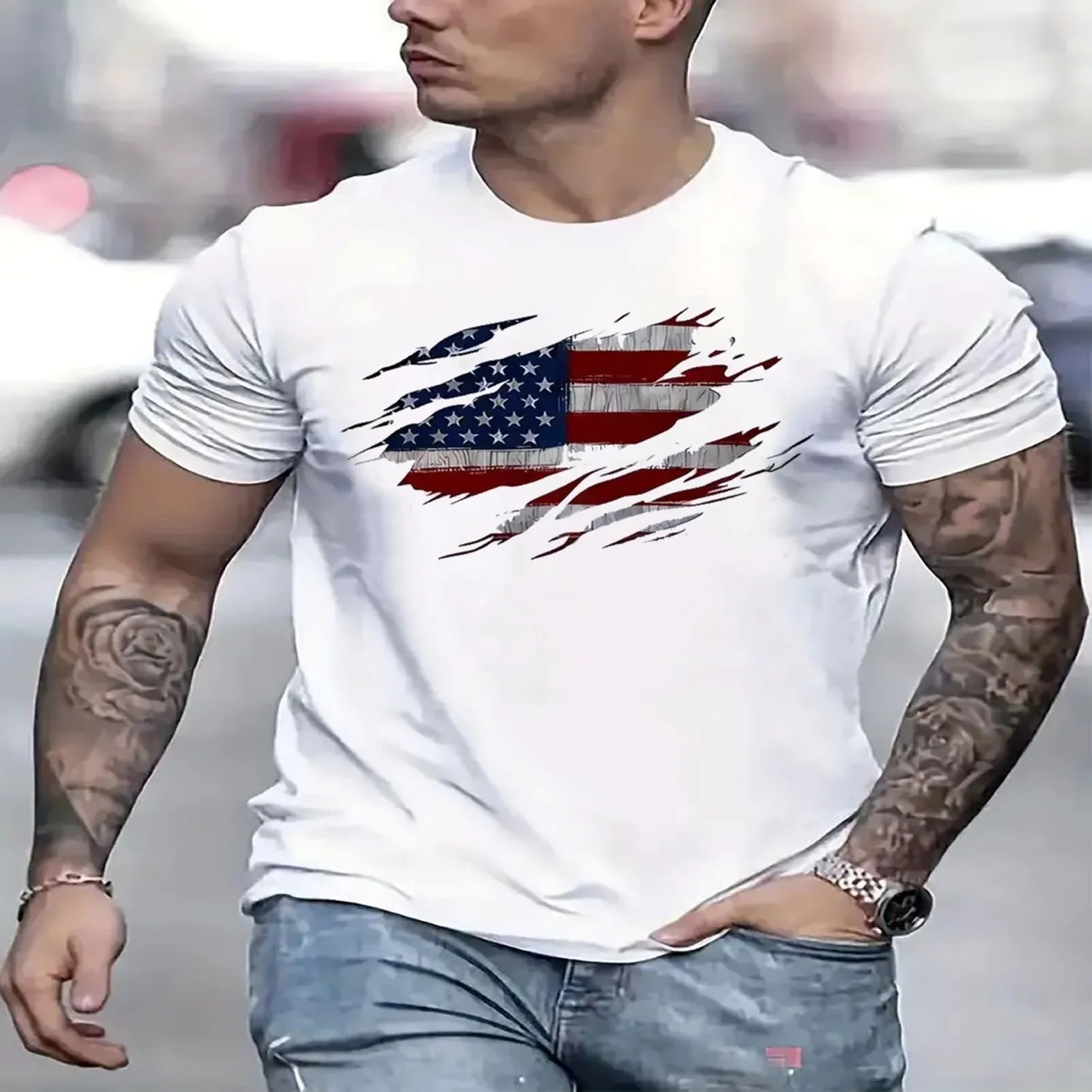 Men Casual Short Sleeve Tee 1 Pcs 100 Heavy Cotton - Comfortable Crew Neck, Soft Adorable Tees Tops(2) Gift for him, Retro graphic tee