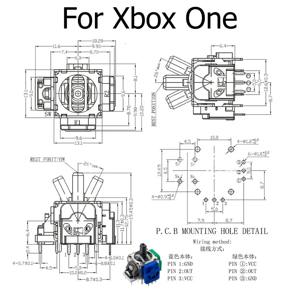 GSF mando Efecto Hall para XBOX ONE, PS4, PS5, mando genérico, tapas de palo analógico de potencia y reemplazo de Sensor de módulo 3D