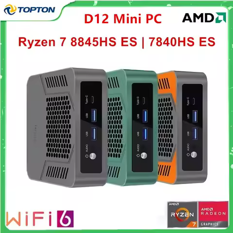 NEW Topton Solid Gaming Mini PC AMD Ryzen 5 7640HS ES R7 6800H ES USB4.0 Dual LAN 2xDDR5 Windows 11 Pro Nuc Mini Computer WiFi6