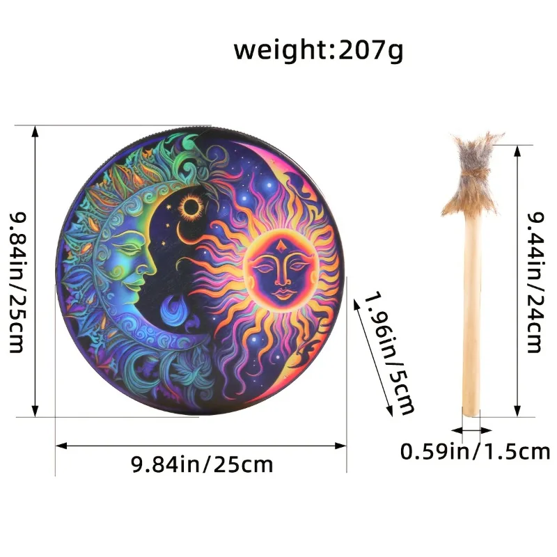 10 بوصة شامان طبل الصوت شفاء أداة الطبل مع عصا طبل آلة موسيقية قرع للبالغين والأطفال