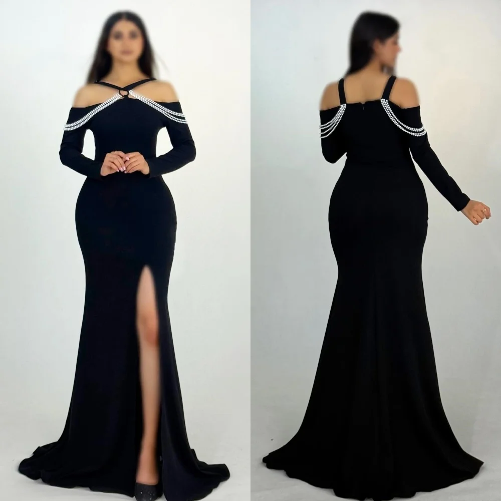 

Customized Exquisite Elegant Jersey Pearl Pleat Mermaid Off-the-shoulder Long Dresses Bespoke Occasion Dresses Exquisite Formal