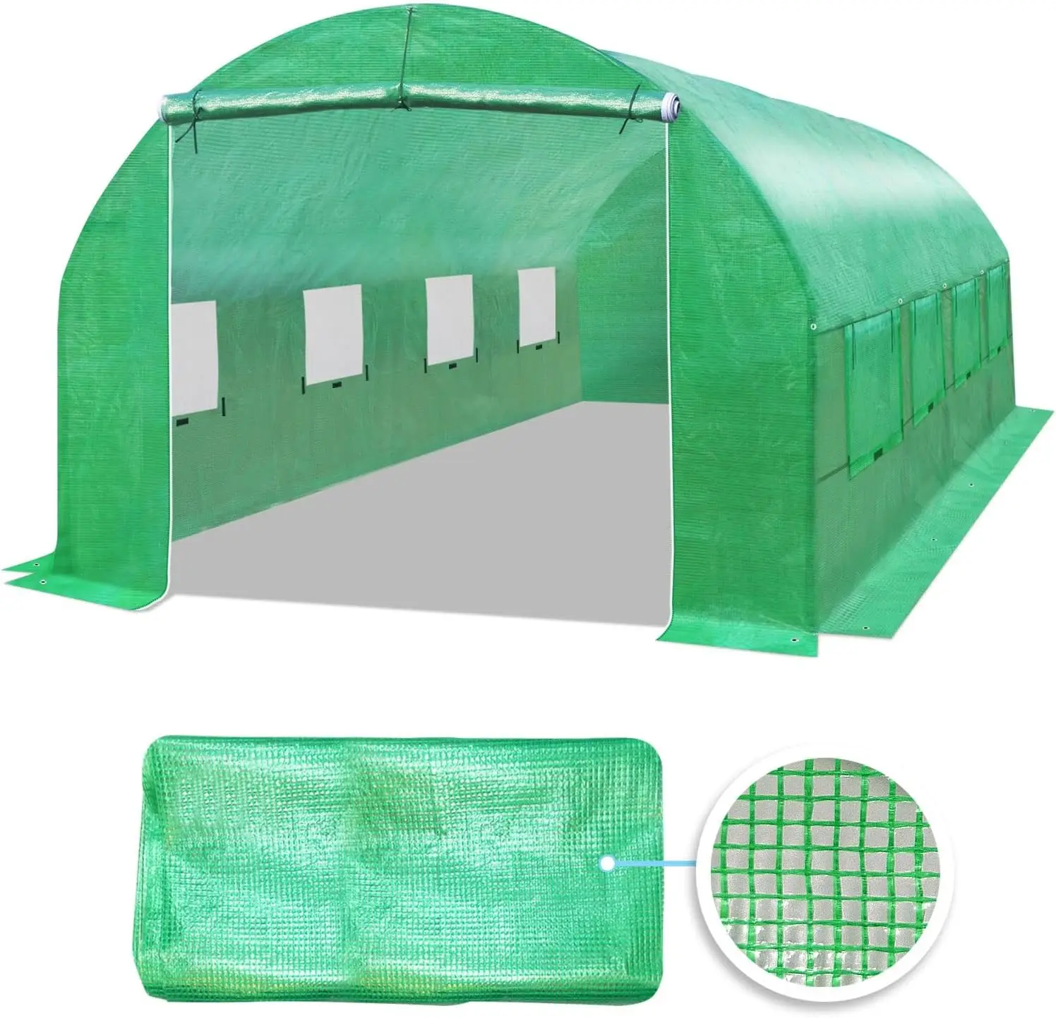 

Greenhouse Replacement Cover Larger Walk in Outdoor Plant Gardening Greenhouse (Frame Does NOT Included) (Green, 20'x10'x7')