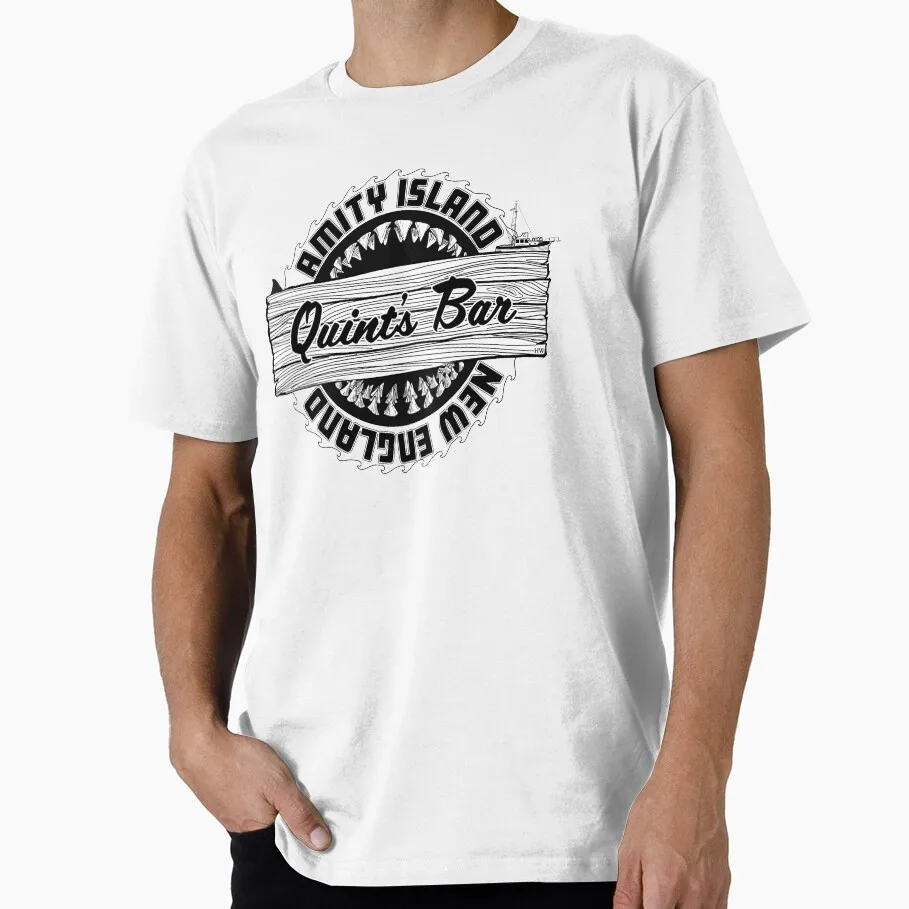 Quint's Bar Jaws Horror Movie Gift T Shirt Vintage Amity Island Great White Shark Graphic Tops Unisex Short Sleeve Streetwear