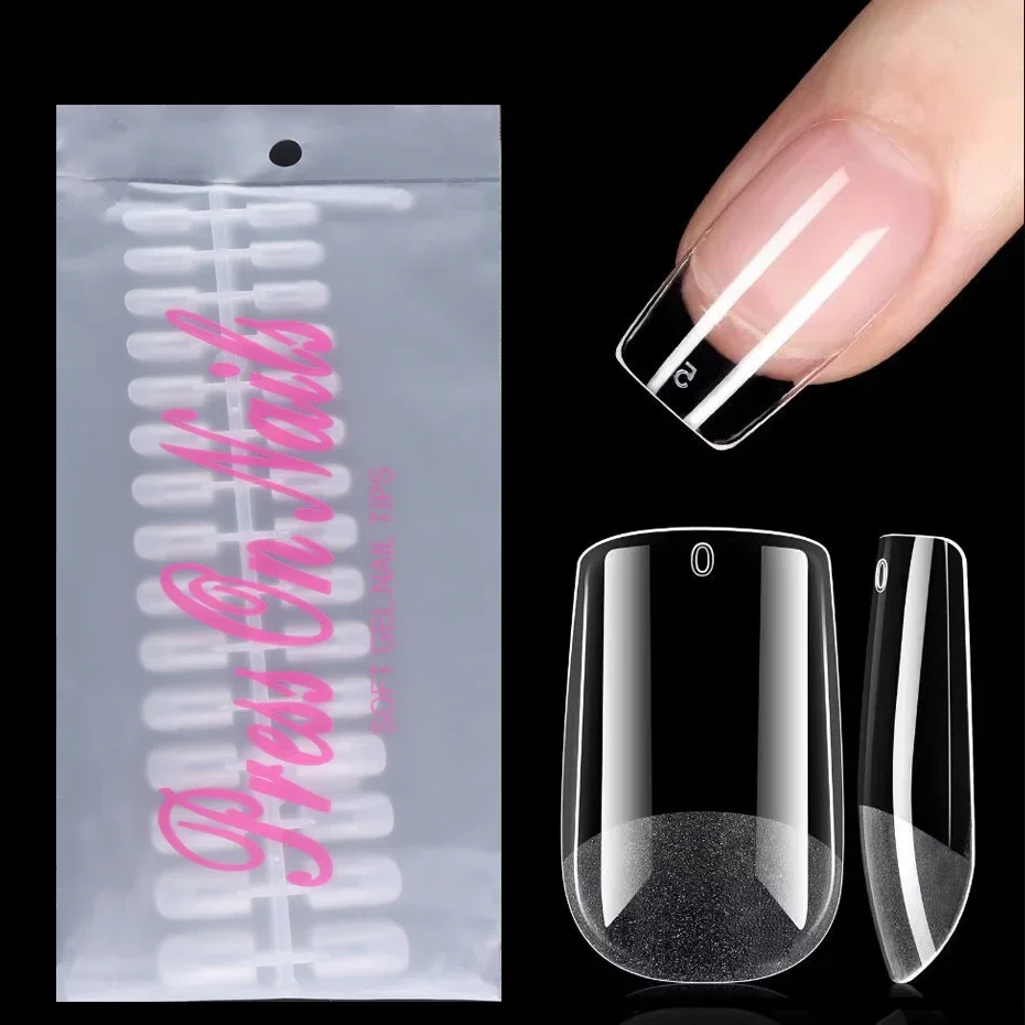 150pcs Square/Coffin Shape Short False Nails Gel Nail Tips Clear Press-on Nails Full Cover Preform for Manicure Nail Decoration