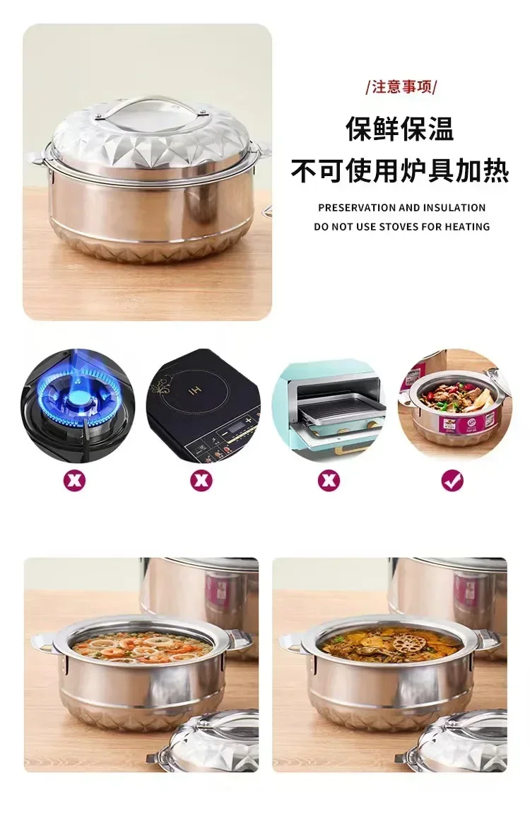 For Double-deck Stainless Steel Silver Pots Sets Cuisine Lunchboxes Heat Preservation Insulation Box Kitchen Food Container BB