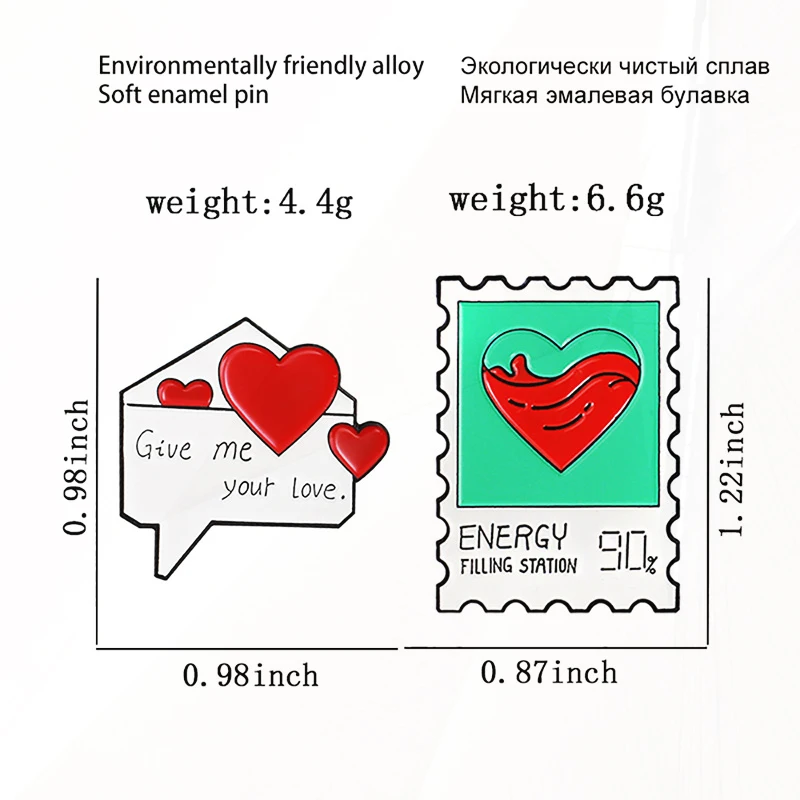 Me your love ENERGY Pines insignias de solapa para amantes, regalo de joyería para mujer, sello de letras de amor, broche de esmalte, corazones rojos, dar