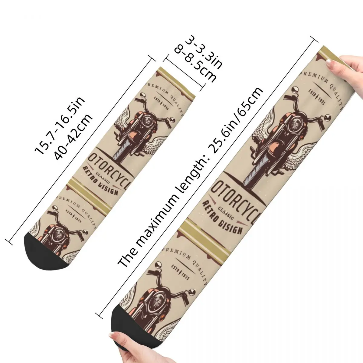 Happy Funny Men\'s compression Socks Vintage Motorcycle Vintage Harajuku Motorcycle Motor Race Hip Hop Novelty Pattern Crew Sock