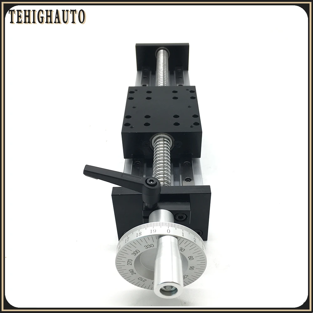 Carril guía lineal cuadrado doble de etapa de movimiento, mesa deslizante Manual, deslizadores de 4 Uds., tornillo deslizante lineal de bola C7, carrera de 100-500mm