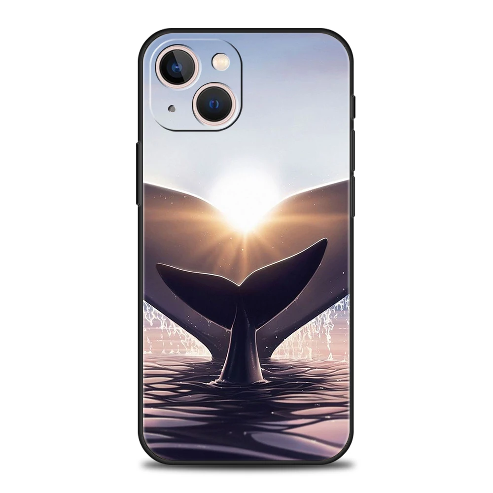 Simple Whale Lovers Couple Phone Case for iPhone 16 15 14 13 12 Pro Max 11 Pro Max 7 8 Plus XS XR Shockproof Silicone Soft Shell