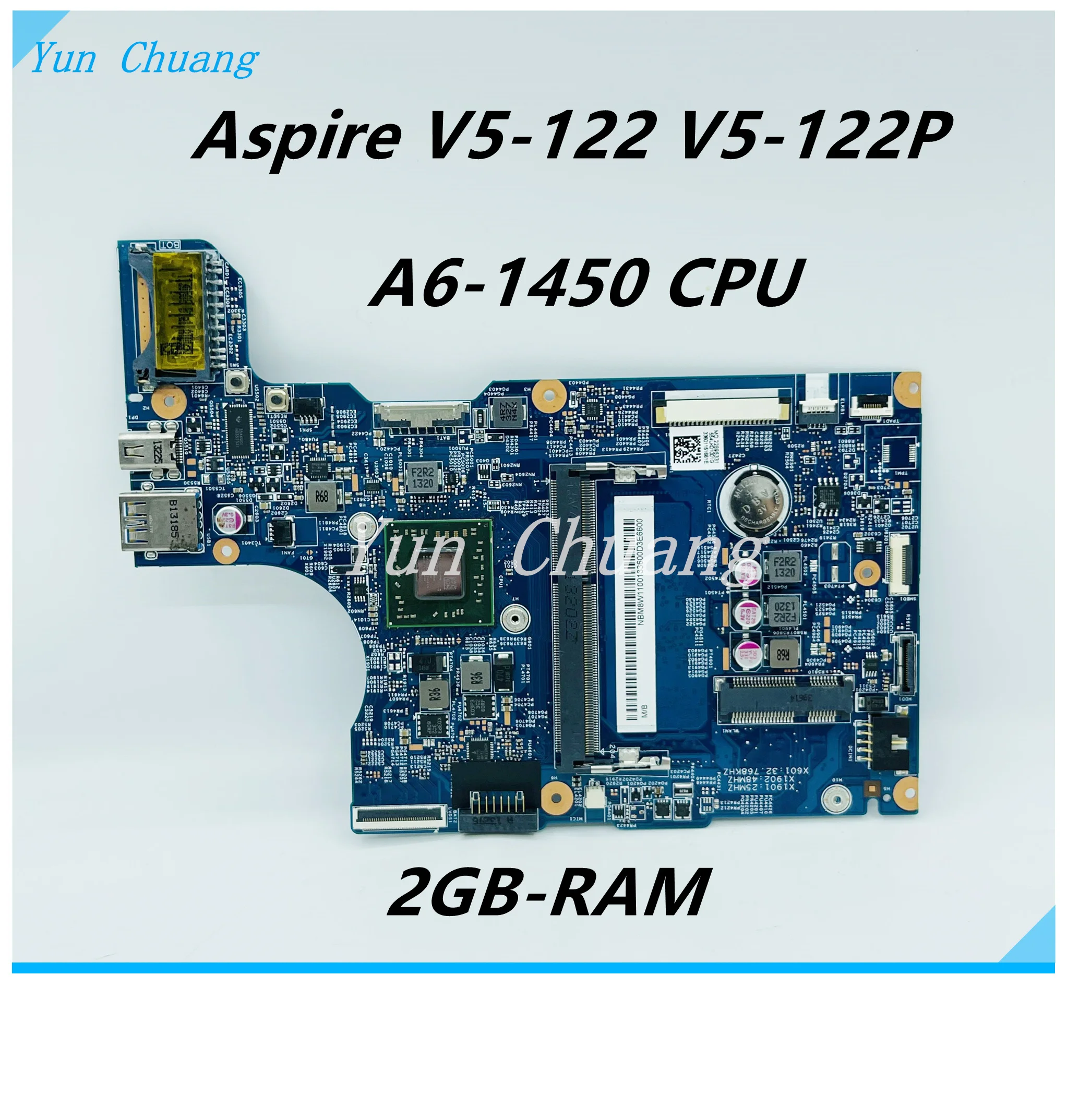 

For Acer aspire V5-122P V5-122 Laptop Motherboard NBM8W11001 48.4LK01.011 12281-1 Motherboard With A6-1450 CPU 2GB-RAM full test