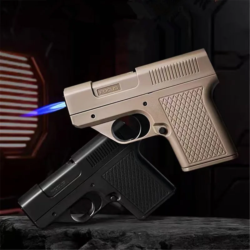 

3 Cigarette Case，Capacity 10PCS Pistol Style Lighters Jet Blue Flame Gas Lighter Windproof Smoke Lighter Gadgets for Men