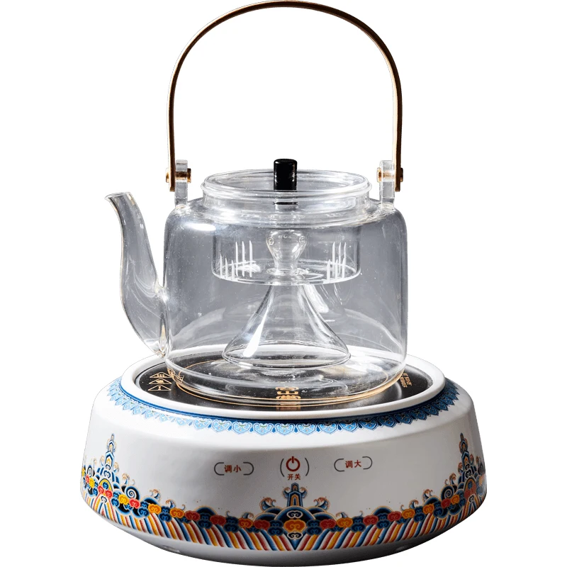 Electric Appliance Electric Ceramic Stove Tea Stove Glass Teapot Automatic Steam Teapot Kettle Mute Bamboo Handle Loop-Handled