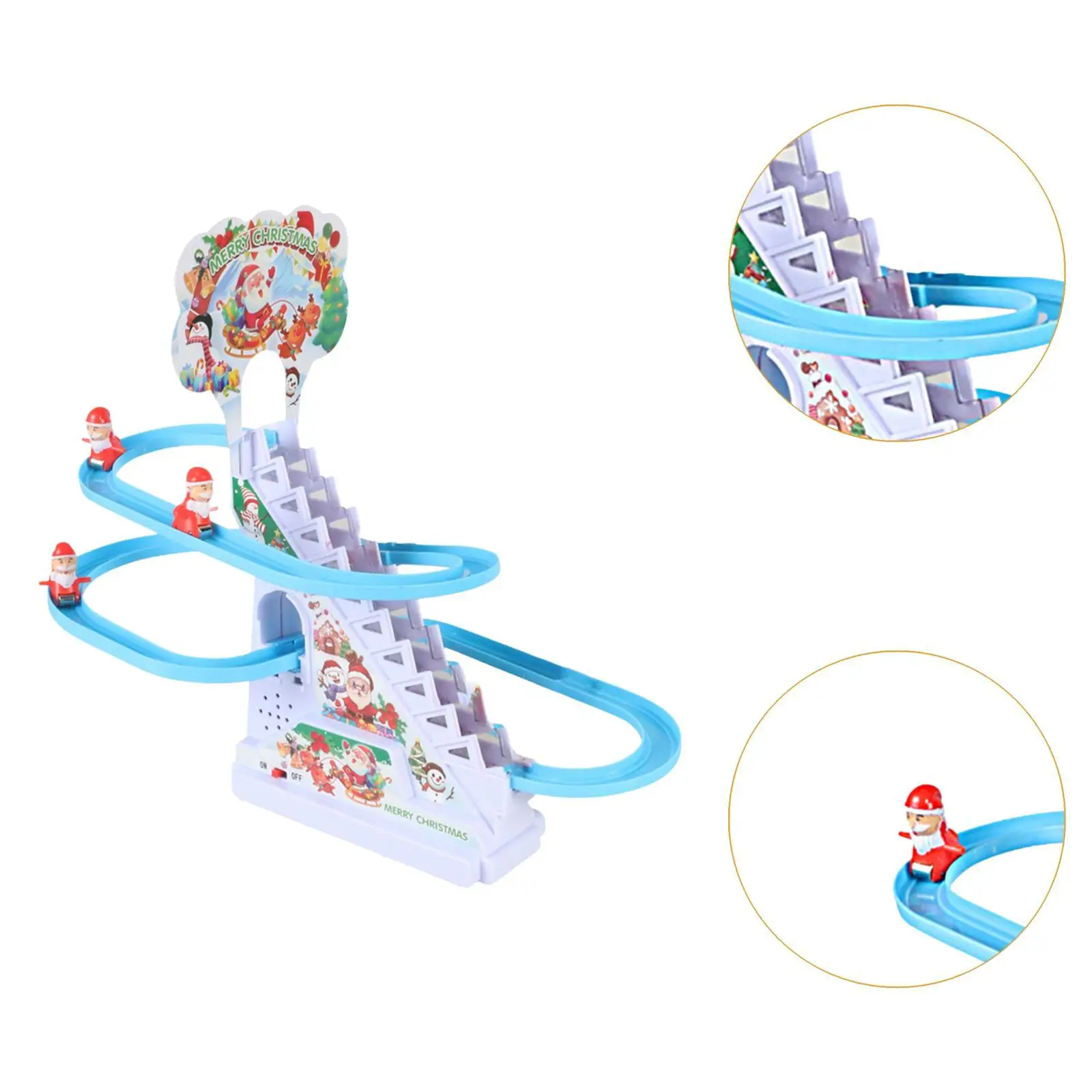 Santa Slide Play Set with LED Lights and Music Kids Electric Toy Musical Roller Coaster Climbing Stairs Toys for Kids Gifts