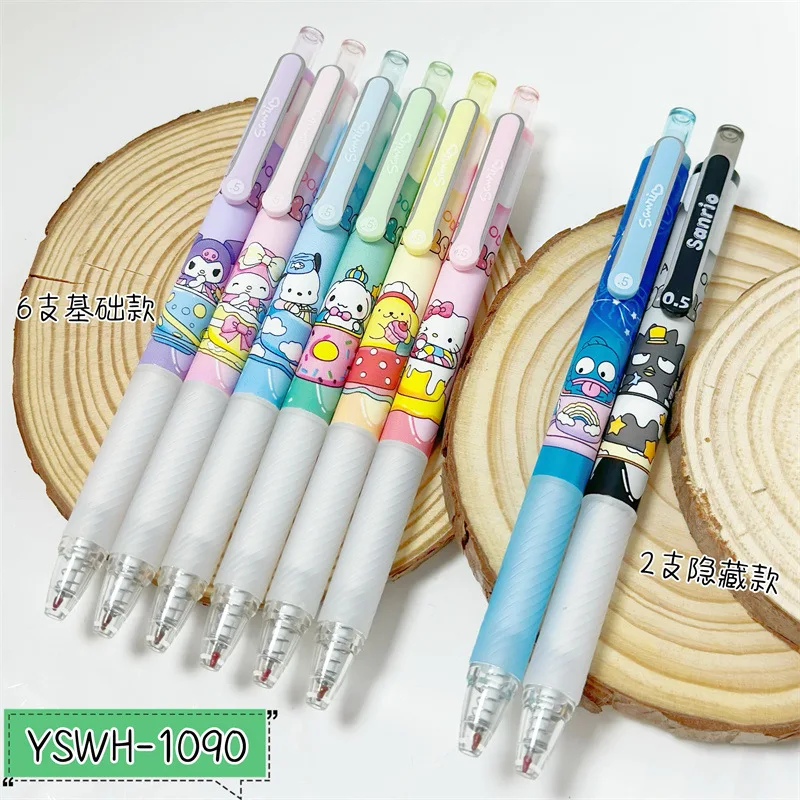 24pcs Sanrio Gel Pen Bookmark Kawaii Anime Hello Kitty Kuromi Pachacco Student Writing Signature Pen Stationery School Supplies