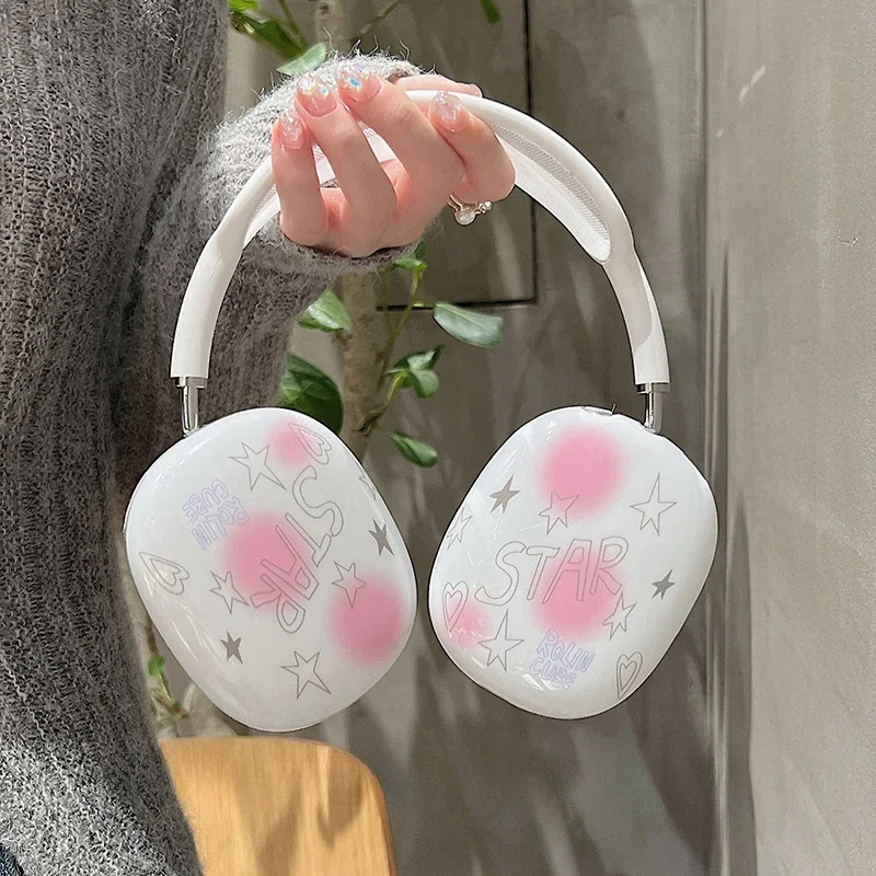 Gradient Pink Star Airpods Max Headphones Case Cover YK2 Niche Custom Airpods Cases Headphones Accessories Decoration Gift