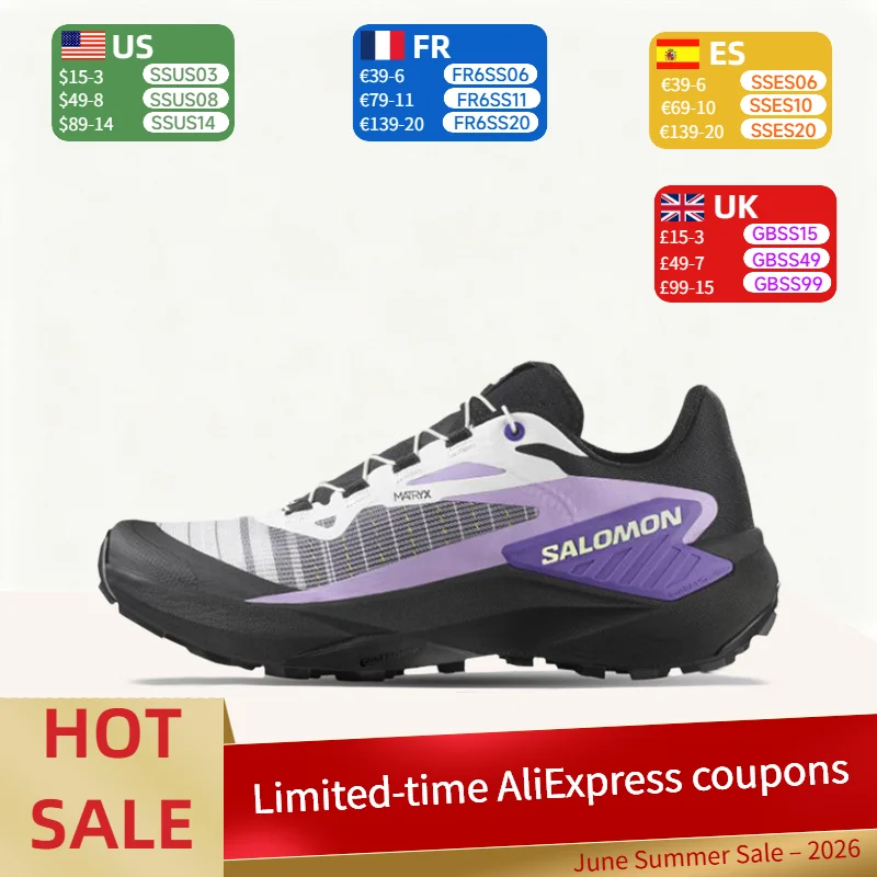 

Salomon Genesis: A comfortable low-top running shoe for women that provides a stable, secure fit – Black/Purple 477673