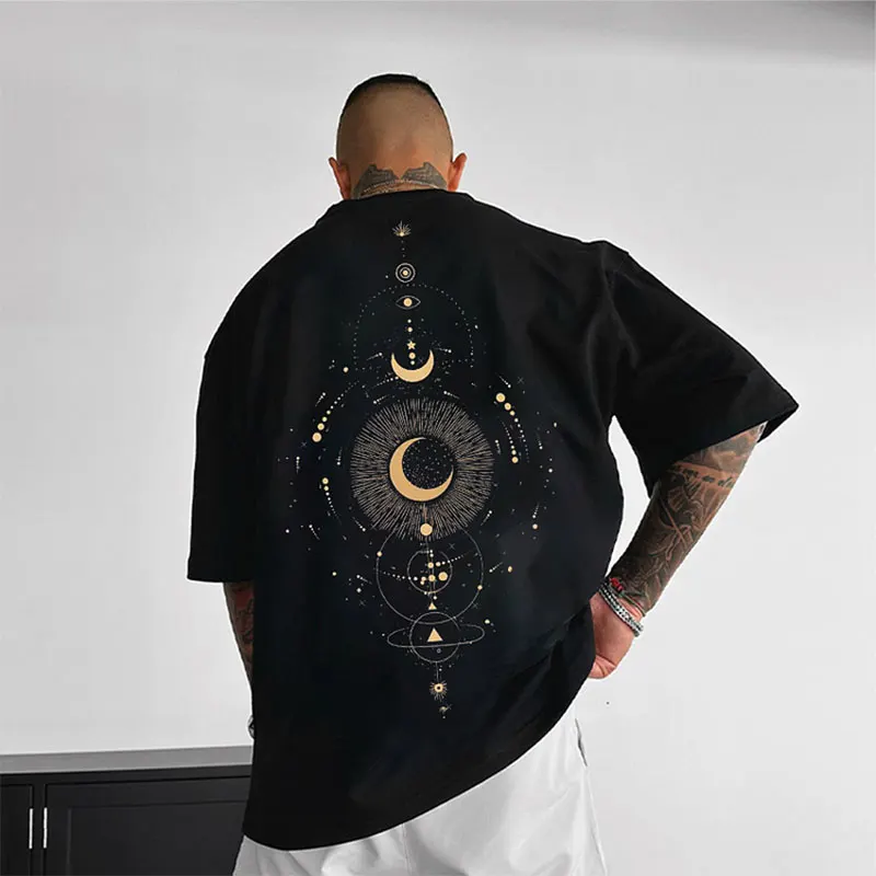 

Streetwear Oversized Star Spine Printed Funny Graphic Men's T Shirt | Summer Short Sleeve Loose Tees Shirt Crew Neck Tops