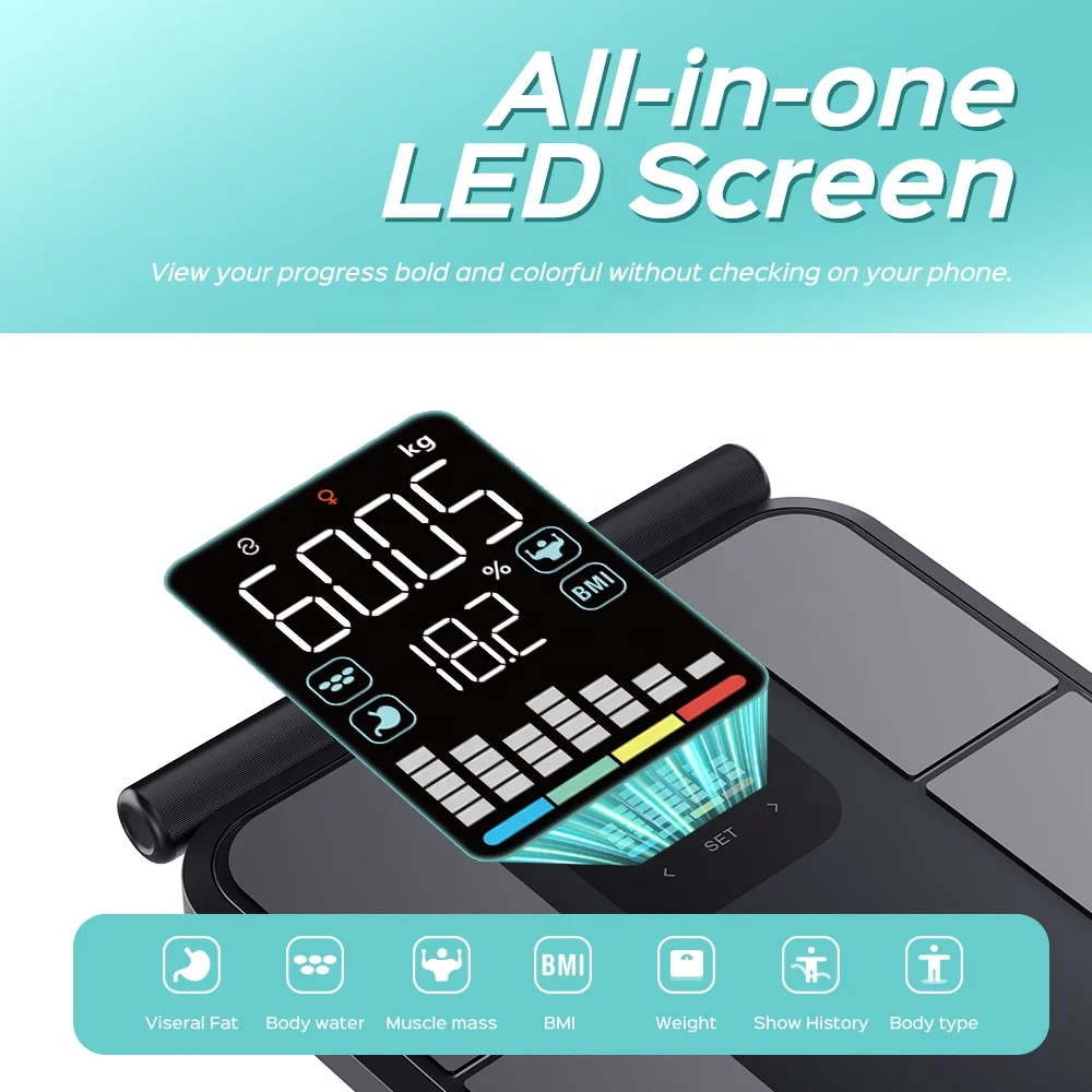 New Smart Body Analyzer Scale 8 Electrode Household Weighing Measurement BMI for Body Weight for Home Bathroom Use
