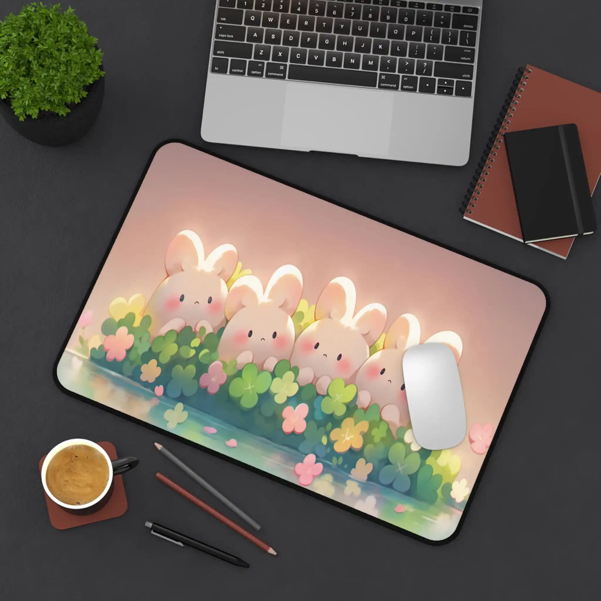 

Cute Rabbit Desk Pad, Cute Rabbit with Clover, Gaming Mouse Pad, Desk Accessories, Workspace Decoration, Computer Desk Protector