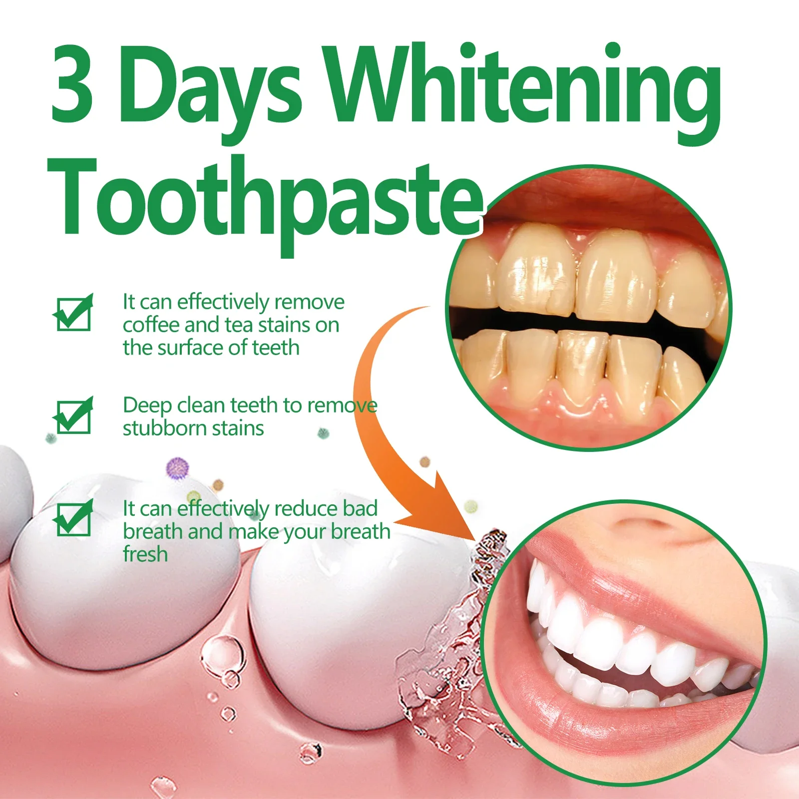 5pcs Oral Cleansing Toothpaste Supports Tooth Enamel Protection. Use Fresh Breath Mint Toothpaste To Remove Tea Stains and Dirt