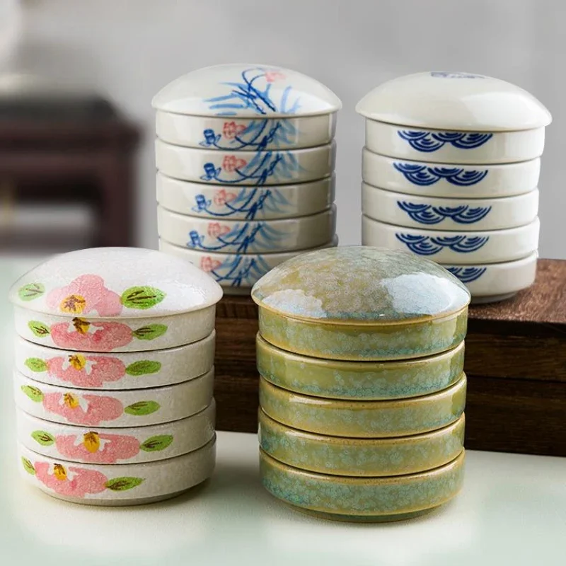 

Ceramic 5 Layer Watercolor Saucer Color Palette Set Dish Empty Saucer Chinese Painting Classical Traditional Gouache