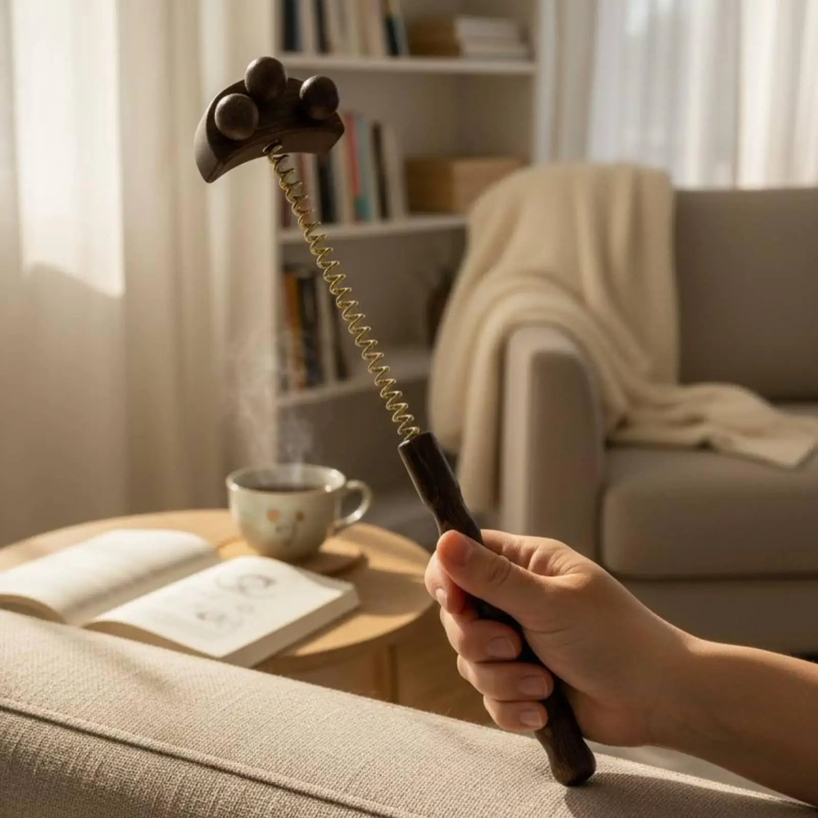Massage Hammer Portable Wooden Percussion Massage Tool Ergonomic Stick for Neck Leg Waist Tension Relief at Home